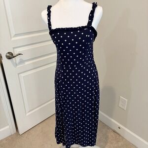 Mi Ami Strappy Navy Polka Dot Sundress Size Small Picnic Beach Vacay